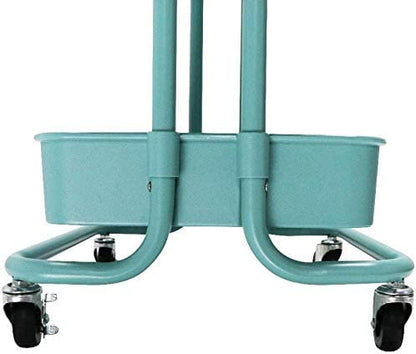 Asunflower 3 Tier Rolling Cart with Table Top, Utility Cart with Wheels, Multi-functional Storage Cart for Teal - WoodArtSupply