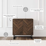 Nathan James Accent Modern Free Standing Buffet Sideboard Hallway, Entryway, Dining Living Room, 1 Storage Cabinet, Enloe - Walnut/Black Nathan James