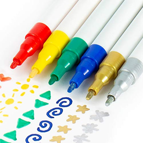 Made By Me Horizon Group USA Acrylic Paint Pens, 6-Pack, Paint Pens for Rock Painting, Stone, Ceramic, Glass, Wood, Fine-Tip, Easy-to-Use, Long Made By Me