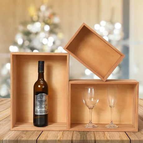 Barydat Set of 5 Wood Crates for Vintage Decorative Display Wooden Boxes Farmhouse Style Nesting Wooden Crates with Open Handles Storage Decorative Barydat