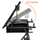 Yaheetech Art Craft Table Drawing Table Height Adjustable Drafting Desk Work Station with Tiltable Tabletop w/Stool and 2 Storage Drawers for Yaheetech