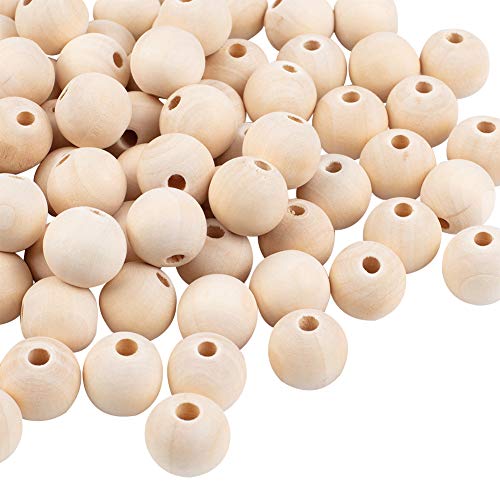PH PandaHall 740pcs 16mm Natural Wood Beads Round Wood Beads with 3mm Hole Large Wooden Beads Wooden Loose Beads Wooden Spacer Beads for Crafts DIY PH PandaHall