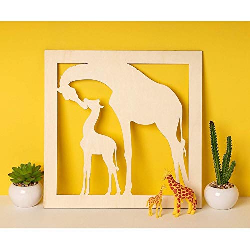 2-Piece Unfinished Wooden Giraffe Cutout Wall Art Decor for DIY Painting Crafts Brown Wood Unknown