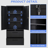AFAIF Metal File Cabinets, Lateral Filing Cabinet with 2 Drawers,70" H File Cabinet for Home Office, Office Storage Cabinet with Adjustable Storage AFAIF