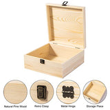 Useekoo Unfinished Wooden Storage Box with Hinged Lid, 9.1'' x 9.1'' x 3.9'' Large Keepsake Box, Rustic Wood Gift Boxes for Jewelry, Art Hobbies, DIY Useekoo