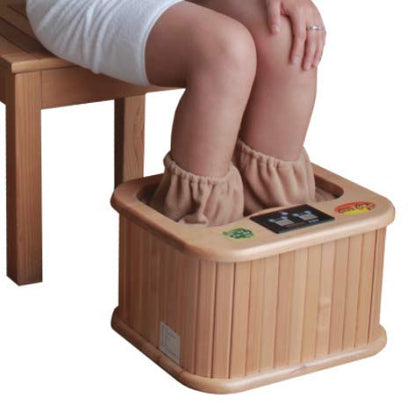 ShineCo Solid Wood Far Infrared Heating Foot Sauna Barrel - Japanese Style - Great Choice for WFH_110V Plug & Use - WoodArtSupply