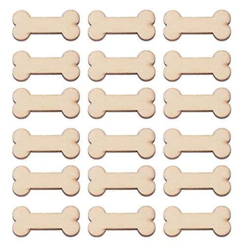 SEWACC Desk Decor Rustic Ornaments 50pcs Wooden Dog Bone Cutouts Unfinished Wood Dog Bone Slice Blank Bone Shaped Wood Ready to Paint Wood DIY Craft - WoodArtSupply