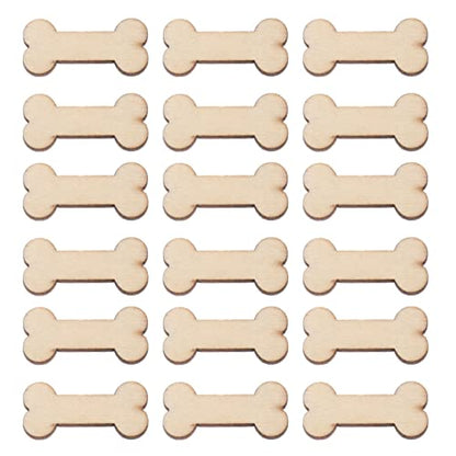 SEWACC Desk Decor Rustic Ornaments 50pcs Wooden Dog Bone Cutouts Unfinished Wood Dog Bone Slice Blank Bone Shaped Wood Ready to Paint Wood DIY Craft - WoodArtSupply