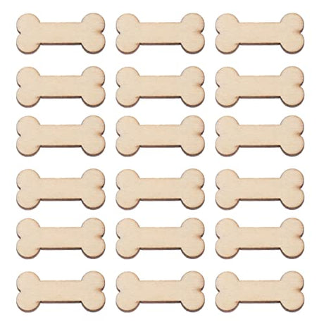 SEWACC Desk Decor Rustic Ornaments 50pcs Wooden Dog Bone Cutouts Unfinished Wood Dog Bone Slice Blank Bone Shaped Wood Ready to Paint Wood DIY Craft SEWACC