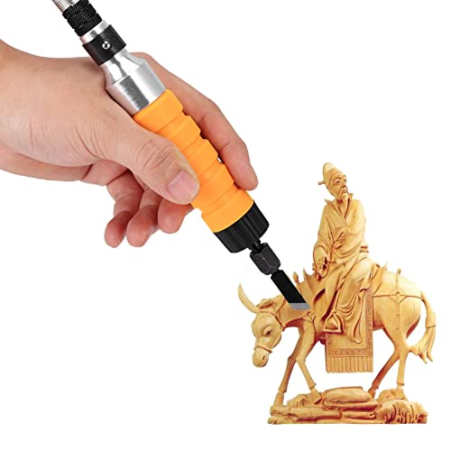 Electric Woodworking Carving Chisel Engraving Knife Tool 5 Carving Blades 2 Wrench and Soft Tube Set Yosoo