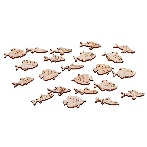 Wedding Decor 20pcs Wood Pieces Sea Animals Wood DIY Crafts Cutouts Wooden Ocean Animals Slices Embellishments for Art Crafts Fish Sewroro