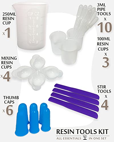 Silicone Measuring Cups Resin Supplies Molds,Blade-Shaped Epoxy Resin Stir Sticks,250ml,100ml Resin Mixing Cups and Tools Kits for Jewelry Resin