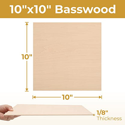 (12-Pack) 10”x10”x1/8” Balsa Sheets for Crafts - Perfect for Architectural Models Drawing, Painting Wood, Engraving Wood, Burning, Laser, Scroll