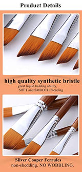 Paint Brushes Nylon Hair Angular Brushes 13pcs Long Handle Acrylic Paint Brush Set for Canvas Painting Oil Paint Professional Painting Kits (Angular TENSKY