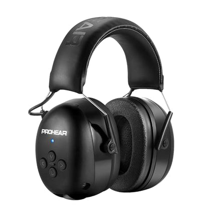 PROHEAR 037 Bluetooth 5.0 Hearing Protection Headphones with Rechargeable 1100mAh Battery, 25dB NRR Safety Noise Reduction Ear Muffs 40H Playtime for - WoodArtSupply