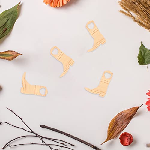 VOSAREA Unfinished Wood Shape 50pcs Wood Crafts Slice Rustic Wedding Decoration Tiny Hat Boots Decoration Boot Decorations Boot Figurine Horse Kids VOSAREA