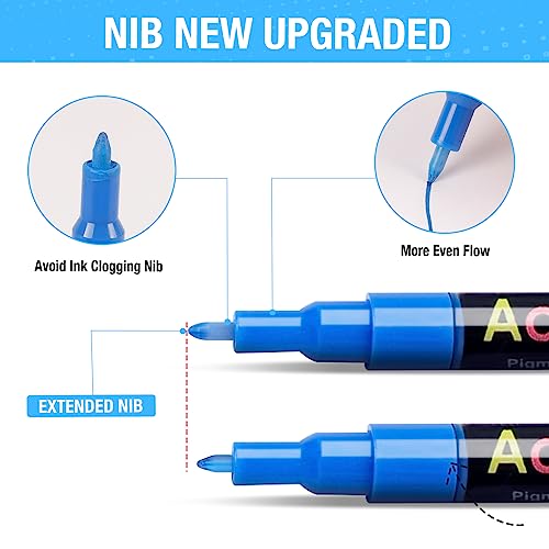 JR.WHITE Acrylic Paint Pens Paint Markers Set of 24: Extra Fine Point Acrylic Markers For Rock Painting Wood Glass Fabric Ceramic For Adults Kids Art JR.WHITE