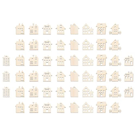 ABOOFAN Crafts Woodsy Decor Unfinished Wood Cutouts House Shaped Wooden Discs Slices Embellishments Party Decorations for Holiday Crafts DIY Projects ABOOFAN