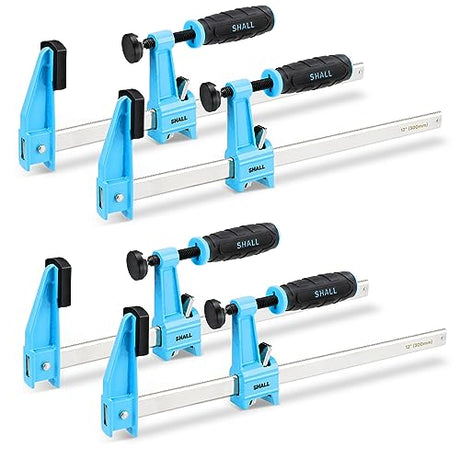 SHALL 12-Inch Steel Bar Clamps Set, 4-pack Medium-Duty Quick-Release F Clamps, 600 Lbs Load Limit for Woodworking, Metal working, DIY and Crafts SHALL