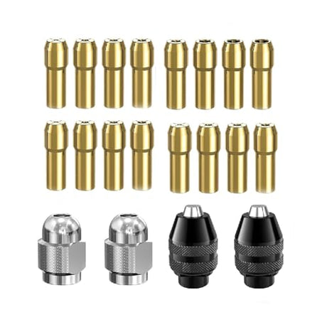 Drill Chuck Collet Set for Dremel Accessories for Dremel Drill Bits, with Quick Change Adapter and Rotary Drill Nut Tool – 1/32" to 1/8" Shank Size RHQQ
