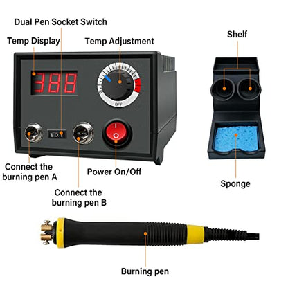 FIRElood Pyrography Wood Burning Kit Professional Wood Burner Tool Dual Pen 30 Tips - WoodArtSupply