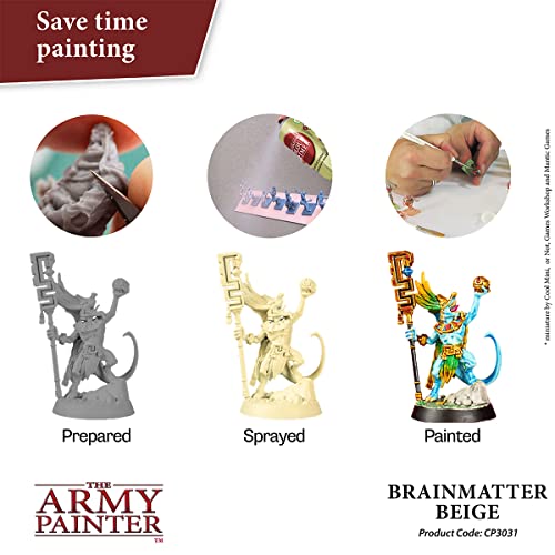 The Army Painter Color Primer Spray Paint, Brainmatter Beige, 400ml, 13.5oz - Acrylic Spray Undercoat for Miniature Painting - Spray Primer for The Army Painter