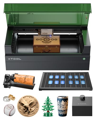 xTool S1 Laser Engraver All-in-one Kit with Rotary, Engraving on Tumbler Ring, 20W Laser Cutter Machine, Cut 10mm Wood, Beginner-friendly for Jewelry xTool