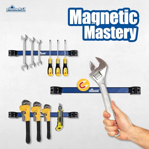 Magnetic Tool Holder, Heavy-Duty 18 Inch Rack, Magnetic Wrench Rack, Magnetic Strip For Walls, Garage Accessories, Shed and Shop Magnetic Organizer, EHOMEA2Z