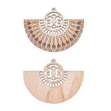 Pandahall 10pcs Undyed Nature Flat Round Wood Beads Pendants 2.55x1.85 Inch Hollow Wooden Charms for Jewelry Making (Wheat) PandaHall