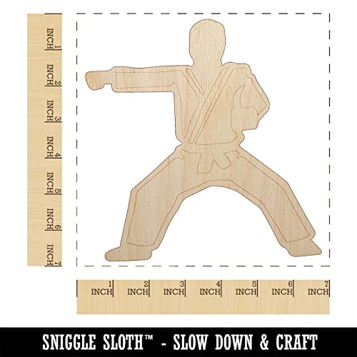 Kung Fu Martial Arts Rider Stance Karate Gi Unfinished Wood Shape Piece Cutout for DIY Craft Projects - 1/4 Inch Thick - 6.25 Inch Size Sniggle Sloth