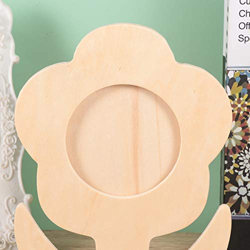 EXCEART Photo Frames 5pcs Unfinished Wood Photo Frame Blank Wooden Picture Frame Flower Shaped Painting Display Holder for DIY Crafts Office Home EXCEART