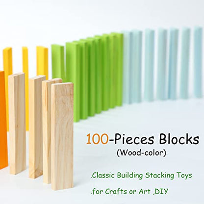 ICEKO KN 100pcs Classic Wooden Building Blocks Set,Solid STEM Building Toys for Kids, Preschool Learning Montessori Toys for Toddlers, Boys & Girls