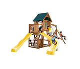 Swing-N-Slide WS 8355 Castlebrook Swing Set with Two Slides, Swings & Climbing Wall, Wood Swing-N-Slide