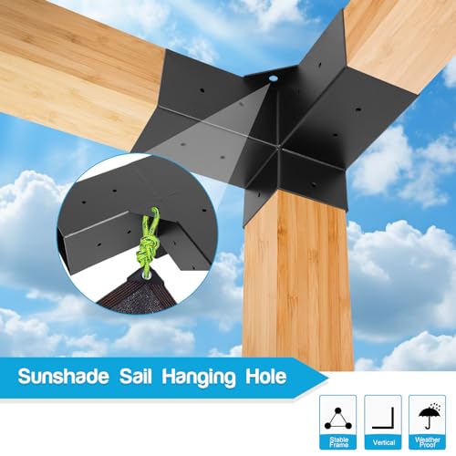 Aikosin Gazebo Brackets Kit,Pergola Brackets Kit 4x4(Actual: 3.5x3.5'') 3-Way Right Angle Corner Bracket with Pergola Post Base,Patio Pergolas, Log Aikosin
