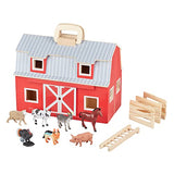 Melissa & Doug Fold and Go Wooden Barn With 7 Animal Play Figures - Farm Animals Portable Toys For Kids And Toddlers Ages 3+ Melissa & Doug
