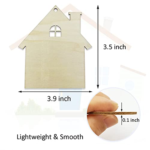 20pcs Unfinished House Wood Cut Out House Wood DIY Crafts Cutouts Blank Wooden House Shaped Hanging Ornaments JEKEJIAJIU