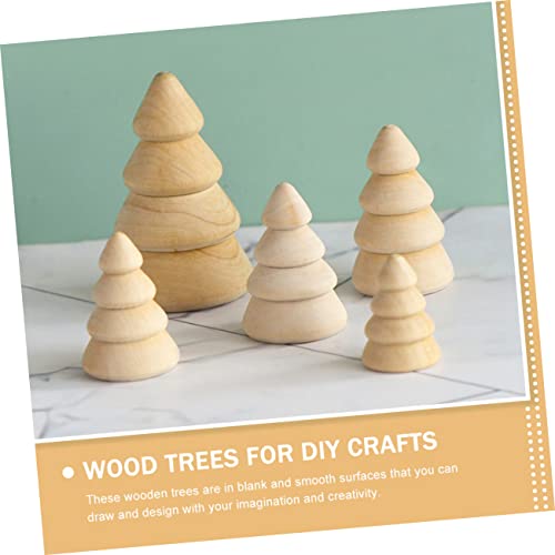 Tofficu 10pcs Wood Tree Wooden Peg Figures Unfinished Wood Christmas Tree Wooden Peg Dolls People Tree Figurine Model Paintable Wood Tree Wood Peg Tofficu