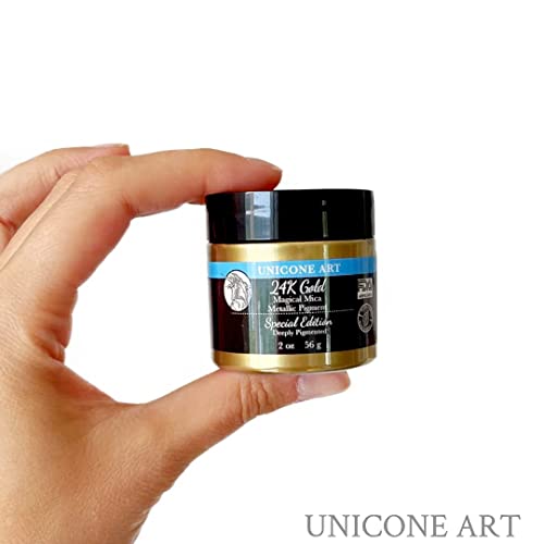 24K Metallic Mica Powder Pigment (56g) Multipurpose DIY Arts and Crafts, Cosmetic Grade, Soap,Resin Epoxy,Paint, Slime, Mold Making, Candle Making, unicone art