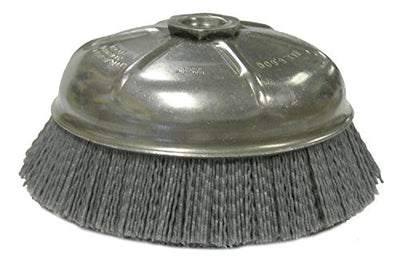 Weiler 14506 6" Nylox Cup Brush, 0.040"/80 Grit Crimped Nylon Fill, 5/8"-11 UNC Nut, Made in The USA