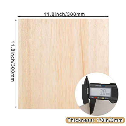 12 Pack 11.8 x 11.8 x 1/8 Inch Balsa Wood Sheets Thin Craft Balsawood Sheets Unfinished Wood Board for Architectural Models Painting Wood Engraving
