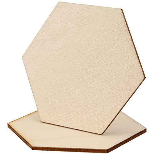 ZEONHAK 120 PCS 3 Inch Hexagon Wood Pieces, Wooden Hexagon, Hexagon Blank Unfinished Wood Slices for DIY Craft, Panting, Home Decorations, Wood - WoodArtSupply