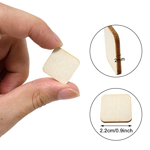 Honbay 200PCS 2.2cm/0.9inch Square Shaped Round Corner Unfinished Blank Wood Pieces Wood Slices Wood Chips Embellishments for DIY Crafts, Home