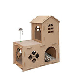 Furhaven Multi-Level Cardboard Cat House w/ Catnip for Indoor Cats, Ft. Scratching Pads & Toys - Farmhouse Corrugated Cat Scratcher Hideout - Furhaven