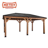 Backyard Discovery Barrington 20 ft. x 12 ft. All Cedar Wood Carport Pavilion Gazebo, Shade, Rain, Hard Top Steel Metal Roof, All Weather Protected, Backyard Discovery