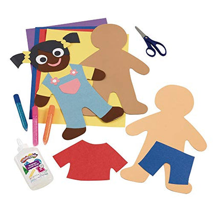 Colorations Multicultural Big People Shapes Set of 24, Multicultural Glossy Card, Skin Color Paper, Kids Around The World, Cardboard People, People - WoodArtSupply