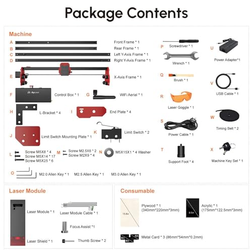 AlgoLaser DIY KIT 5W Laser Engraver, Support WIFI and Emergency Stop, 12000mm/min Speed Laser Engraving Machine, 0.04x0.09mm Laser Spot Laser AlgoLaser