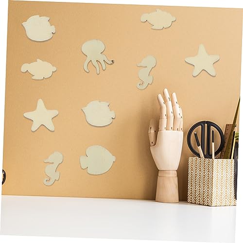 COHEALI 200 Pcs Crafts for Kids Unpainted Wood Disc Nautical Wood Shapes Unfinished Wood Slices Seahorse Cutout Shapes Woodsy Decor Ocean Decor Craft COHEALI