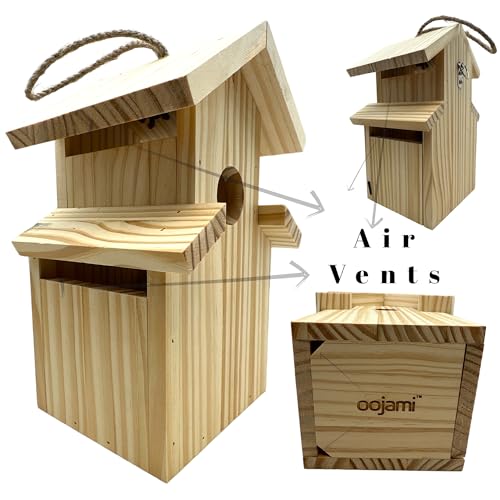 2-Pack Bird House - Outdoor- Bluebird, Finch, Wren, Chickadee, Tree Swallow Bird, Wild Birds, Woodpecker House Easy-to-Open Birdhouse Nesting Box Oojami