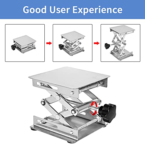 Lifancy 4 Pack Laser Engraver Lab Jack, 4" x 4" Stainless Steel Scissor Lift, Table Jack with Adjustable Height 50-155mm, Max Support Weight 11lbs, - WoodArtSupply