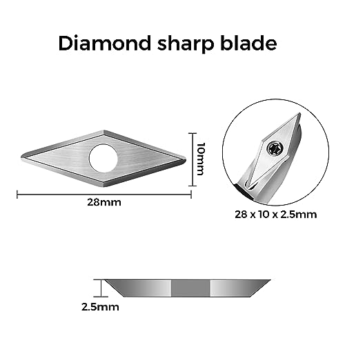 OUYANG 10Pcs Tungsten Carbide Cutters Inserts Set for Wood Lathe Turning Tools, Include 30x10mm Diamond Pointed Corner and Rounded Corner Diamond 5
